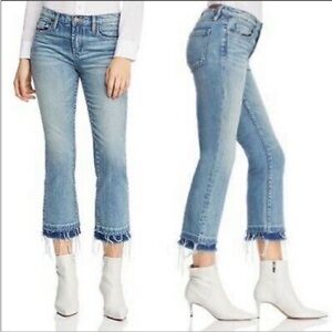 Blank NYC‎ The Varick Kick Flare Raw Hem Cropped Jeans